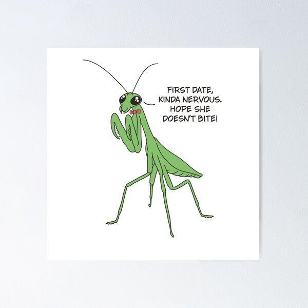 Item preview, First Date Praying Mantis Joke designed and sold by GraphicWorlds.