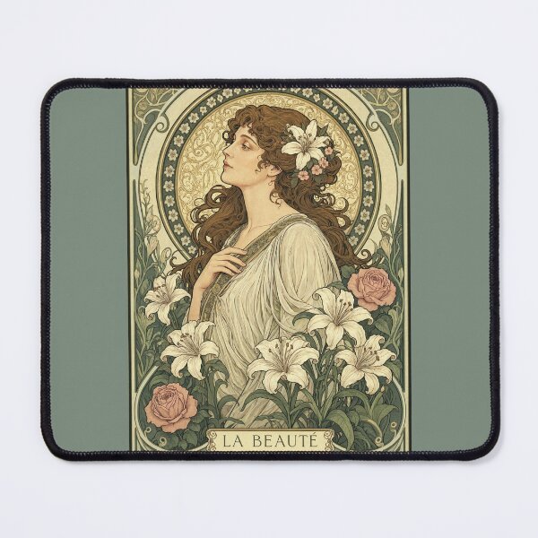 Item preview, La Beaute Vintage Portrait: Art Nouveau White Lilies Art designed and sold by jo-e-basta.