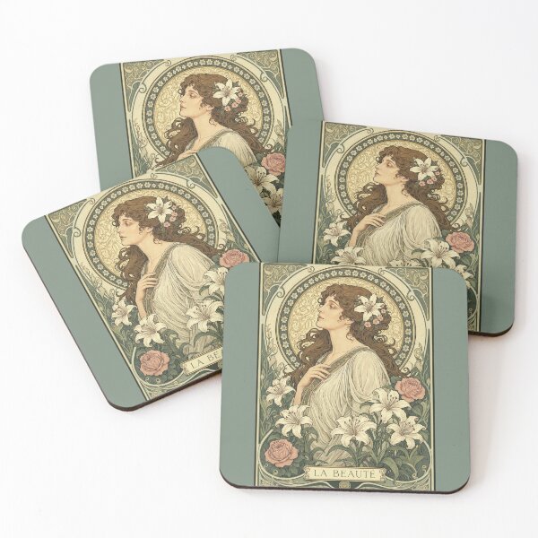 Item preview, La Beaute Vintage Portrait: Art Nouveau White Lilies Art designed and sold by jo-e-basta.