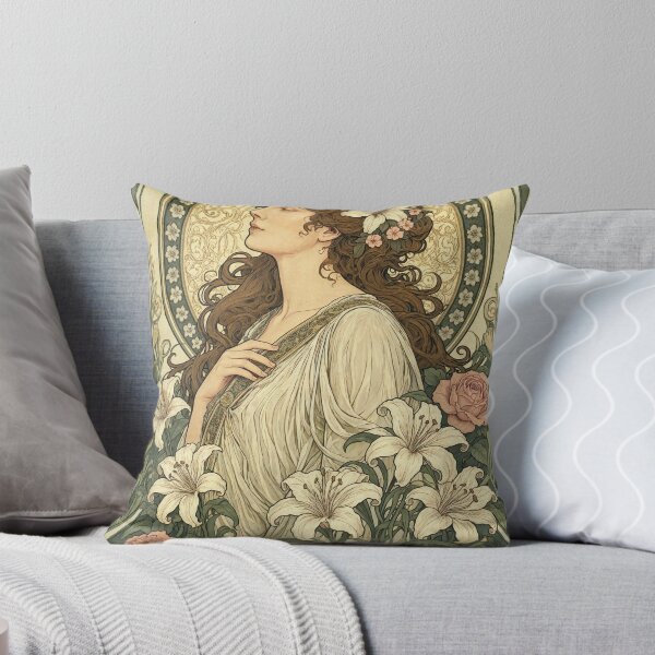 Item preview, La Beaute Vintage Portrait: Art Nouveau White Lilies Art designed and sold by jo-e-basta.