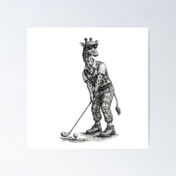 Item preview, Golfer Giraffe designed and sold by Fat Mustache Designs.