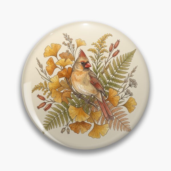 Item preview, Female Northern Cardinal Among Autumn Foliage Bird Art  designed and sold by BirdsnStuff.