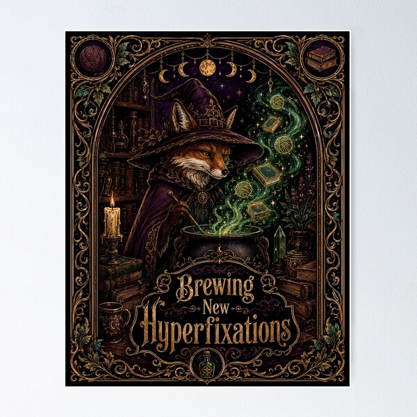 Item preview, ADHD Brewing New Hyperfixations Fox Wizard Library Enchanted designed and sold by chattsuede.