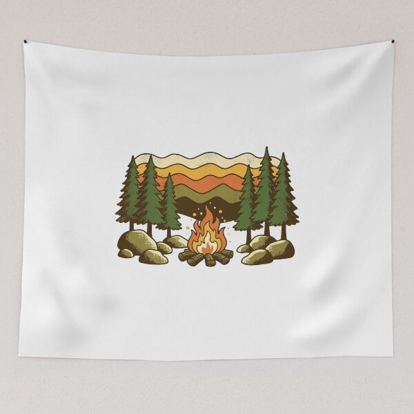 Item preview, Vintage Campfire Mountain Sunset | Retro Camping Outdoor Adventure Design designed and sold by Ala'Salem| Cute Characters, Real Moods.