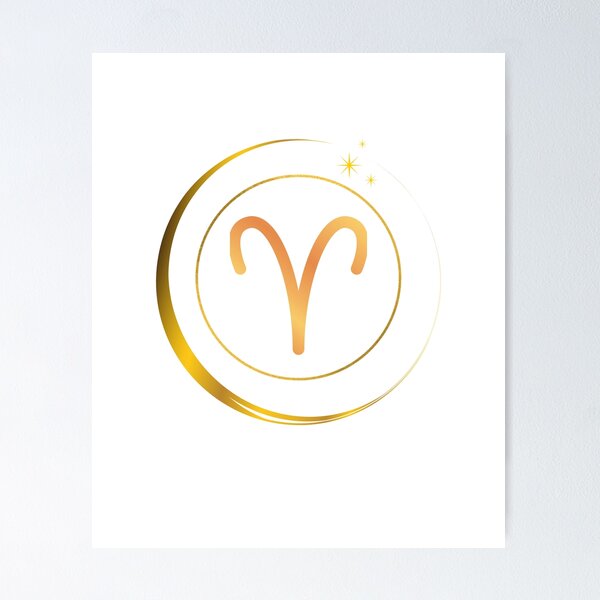 Item preview, Minimalist Aries Zodiac Sign with Golden Moon designed and sold by MadeByMira.
