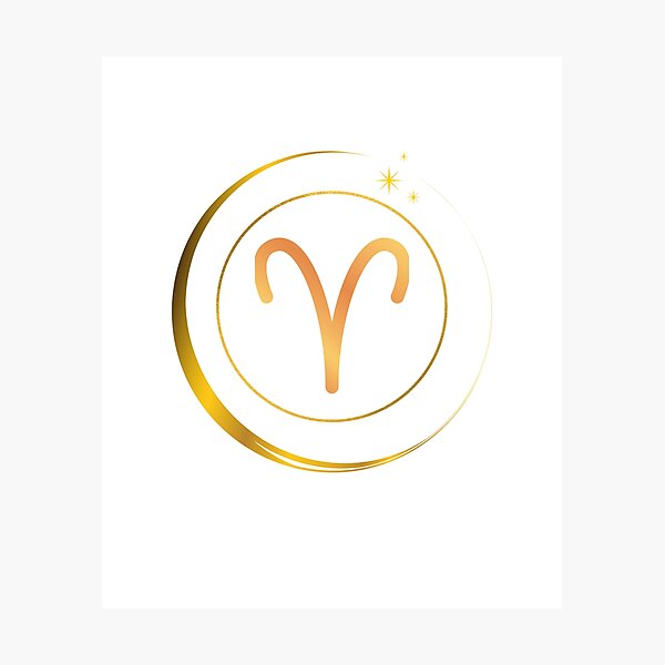 Item preview, Minimalist Aries Zodiac Sign with Golden Moon designed and sold by MadeByMira.