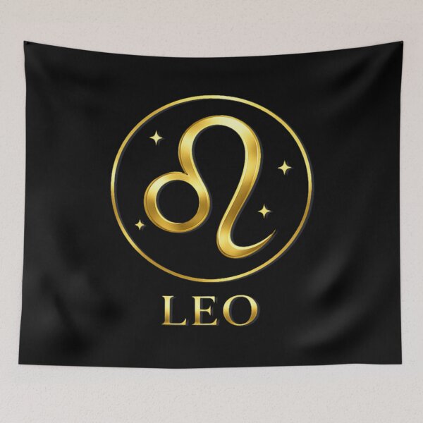 Item preview, Gold Leo Zodiac Glyph with Celestial Stars designed and sold by ZenWealthDesign.