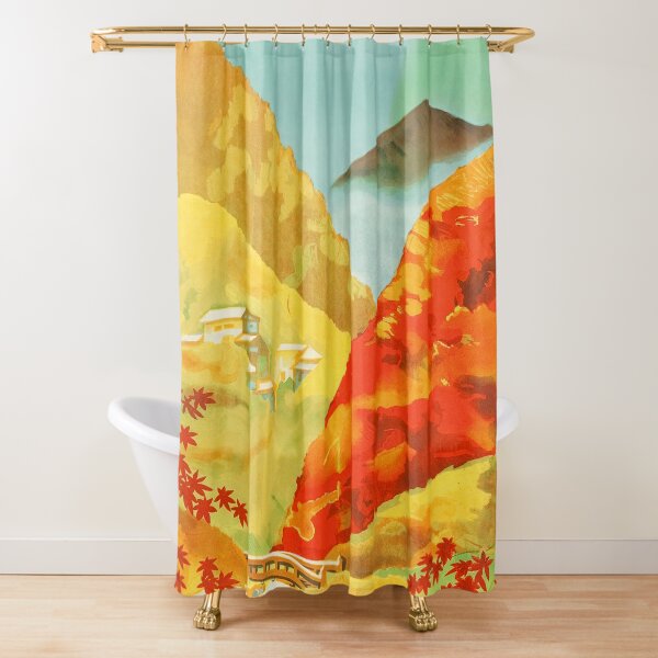 Item preview, Autumn - Red Leaves at Yunoyama Onsen designed and sold by joshcartoonguy.