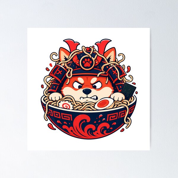 Item preview, Shiba Inu Ramen Samurai Mascot designed and sold by chattsuede.