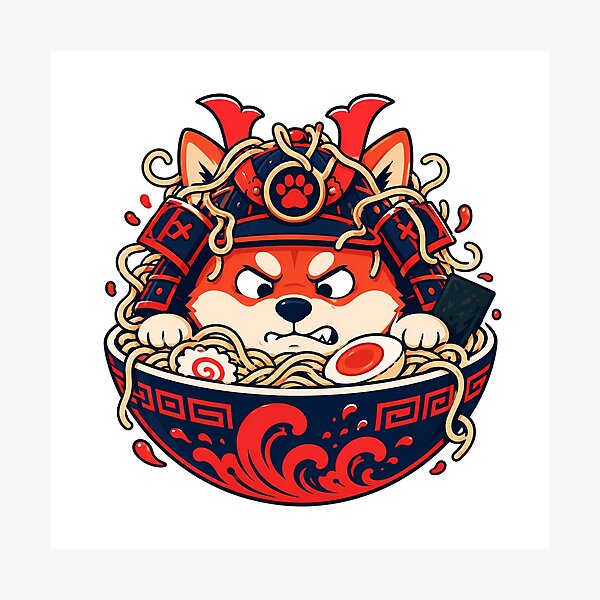Item preview, Shiba Inu Ramen Samurai Mascot designed and sold by chattsuede.