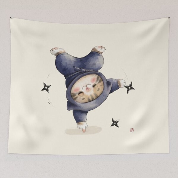 Item preview, Cozy Ninja Cat Handstand designed and sold by HumTumMe.
