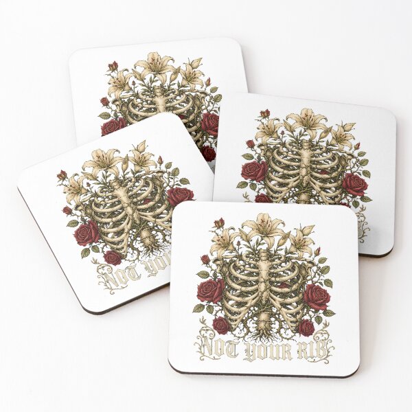 Item preview, Not Your Rib Feminist Gothic Ribcage Floral designed and sold by chattsuede.