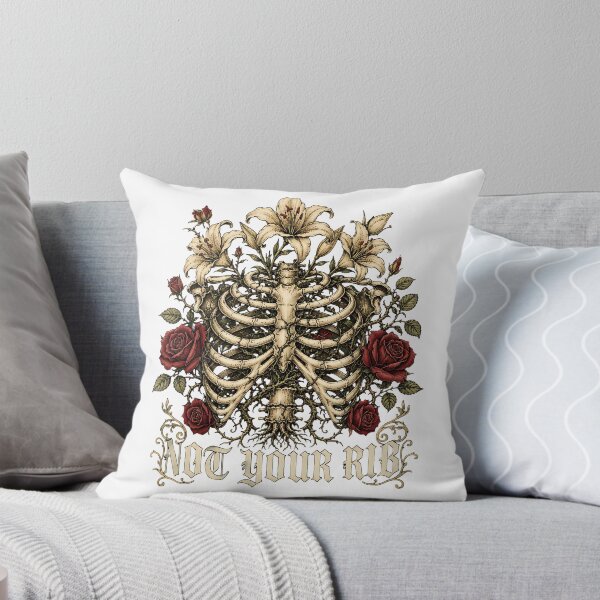 Item preview, Not Your Rib Feminist Gothic Ribcage Floral designed and sold by chattsuede.