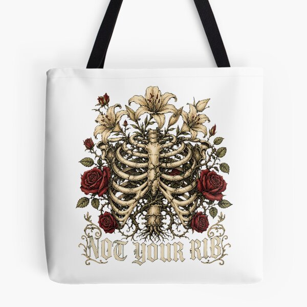 Item preview, Not Your Rib Feminist Gothic Ribcage Floral designed and sold by chattsuede.