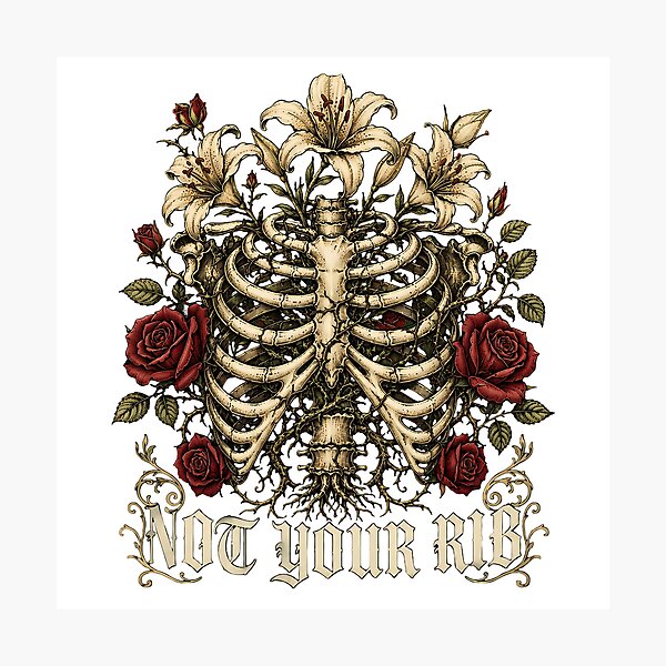 Item preview, Not Your Rib Feminist Gothic Ribcage Floral designed and sold by chattsuede.