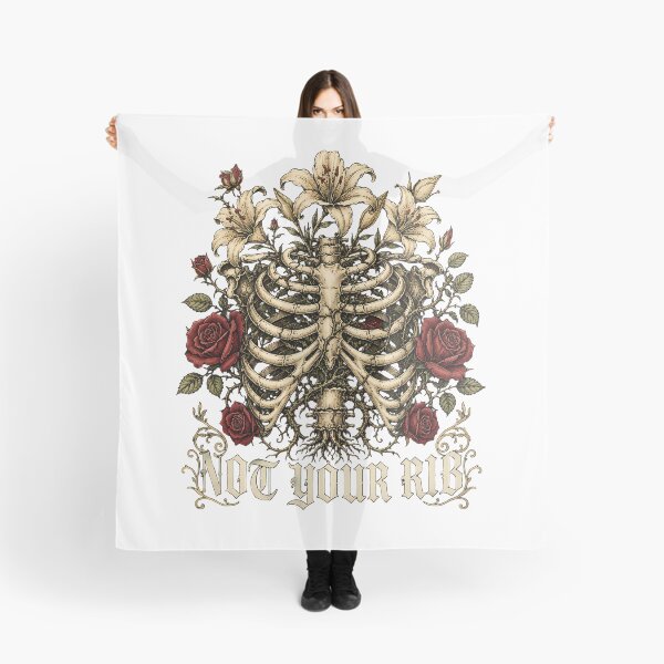 Item preview, Not Your Rib Feminist Gothic Ribcage Floral designed and sold by chattsuede.
