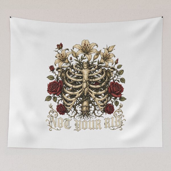 Item preview, Not Your Rib Feminist Gothic Ribcage Floral designed and sold by chattsuede.