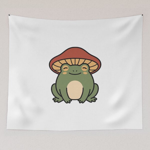 Item preview, Mushroom Hat Frog Cottagecore Goblincore Art designed and sold by Fakhim95.
