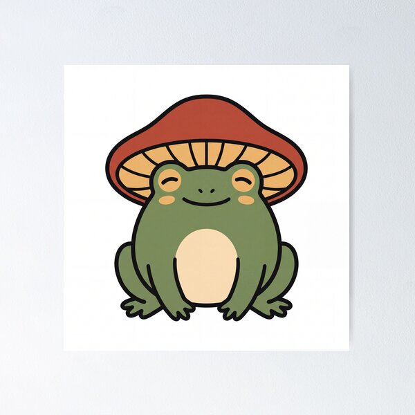Item preview, Mushroom Hat Frog Cottagecore Goblincore Art designed and sold by Fakhim95.