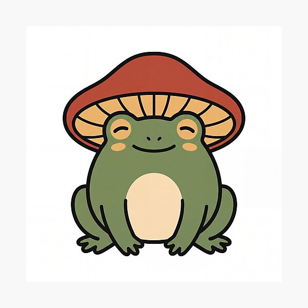 Item preview, Mushroom Hat Frog Cottagecore Goblincore Art designed and sold by Fakhim95.