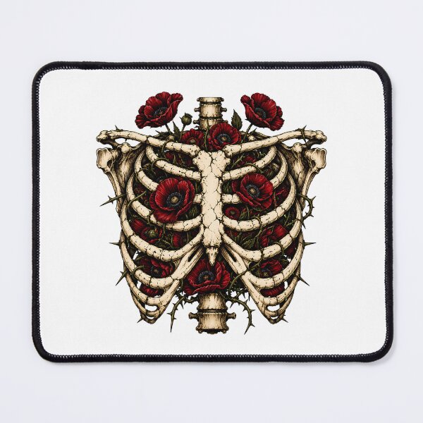 Item preview, Memento Mori Botanical Ribcage Poppies designed and sold by chattsuede.
