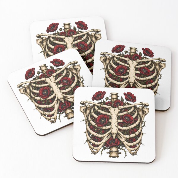 Item preview, Memento Mori Botanical Ribcage Poppies designed and sold by chattsuede.