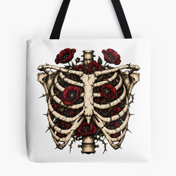 Item preview, Memento Mori Botanical Ribcage Poppies designed and sold by chattsuede.
