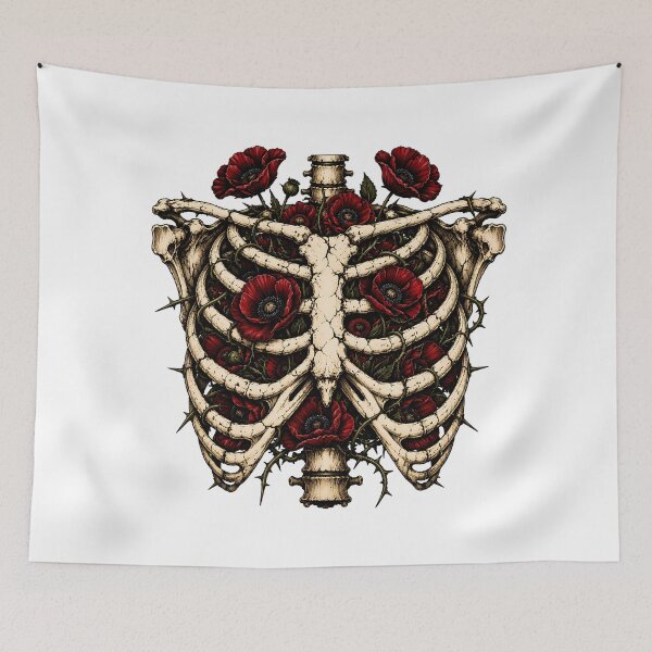Item preview, Memento Mori Botanical Ribcage Poppies designed and sold by chattsuede.