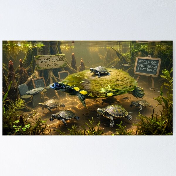 Item preview, Swamp School: The Wise Turtle Professor & Pond Botany designed and sold by Bayou Wonder.