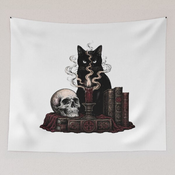 Item preview, Witchy Black Cat Pentagram Occult Gothic Still Life designed and sold by chattsuede.