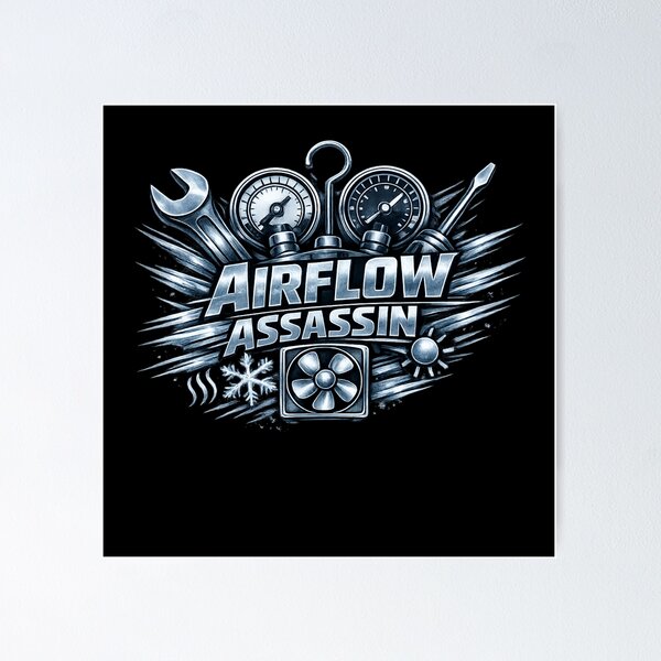 Item preview, Airflow Assassin - Premium HVAC Technician Emblem for Elite Airflow Control designed and sold by FrozenHeat97.