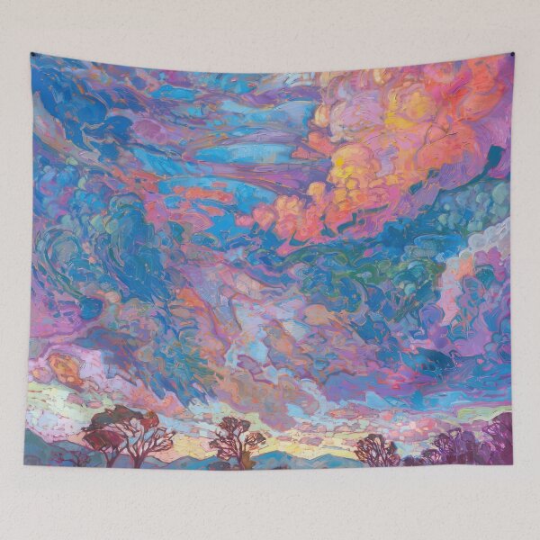 Item preview, Fire Sky – Vivid Sunset Clouds Over Meadow designed and sold by hansonartist.