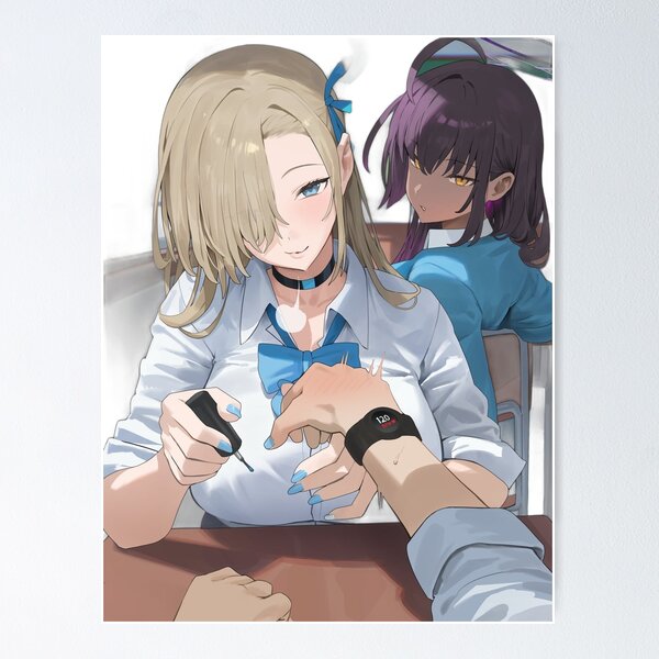 Item preview, Asuna Ichinose and Karin Kakudate Applying Nail Polish Blue Archive designed and sold by KomiArts.