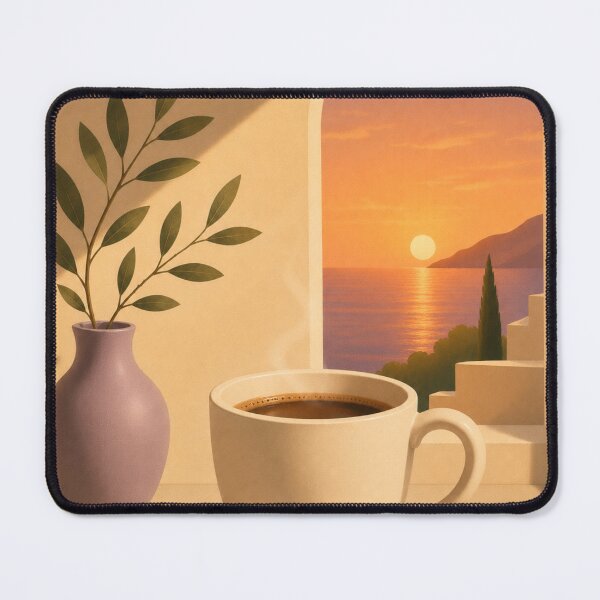 Item preview, Golden Sunset Coffee | Mediterranean Coastal Coffee Art designed and sold by joycrysstudio.