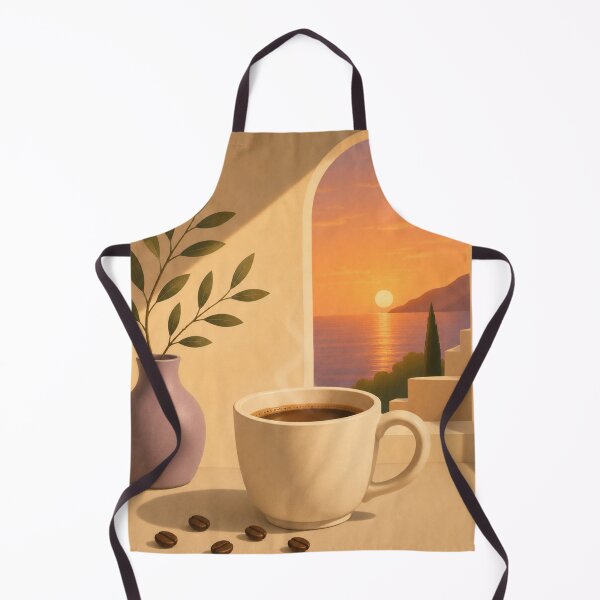 Item preview, Golden Sunset Coffee | Mediterranean Coastal Coffee Art designed and sold by joycrysstudio.