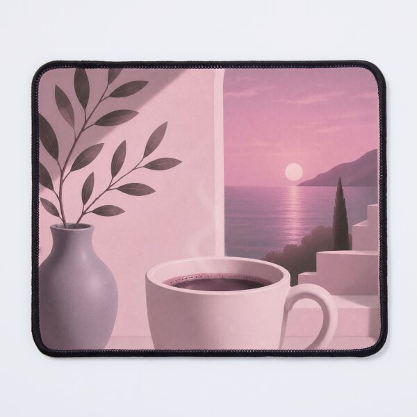 Item preview, Pink Sunset Coffee | Minimalist Mediterranean Coffee Art designed and sold by joycrysstudio.