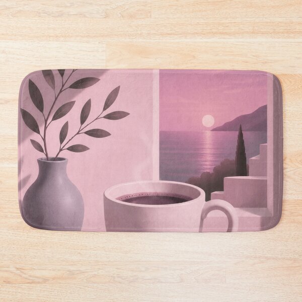Item preview, Pink Sunset Coffee | Minimalist Mediterranean Coffee Art designed and sold by joycrysstudio.