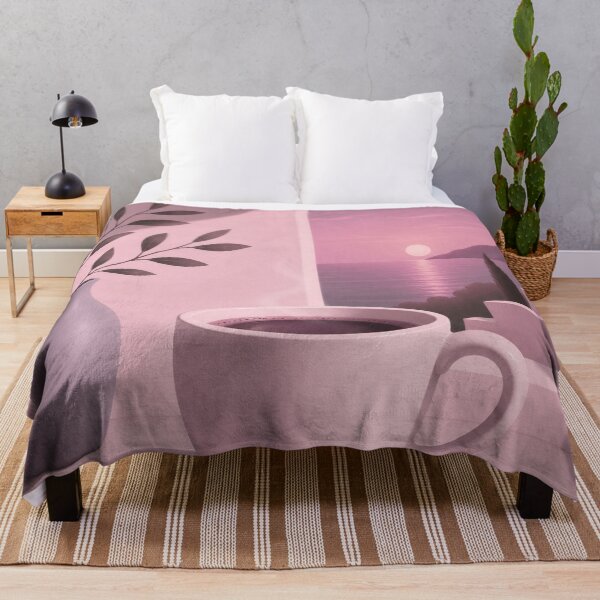 Item preview, Pink Sunset Coffee | Minimalist Mediterranean Coffee Art designed and sold by joycrysstudio.