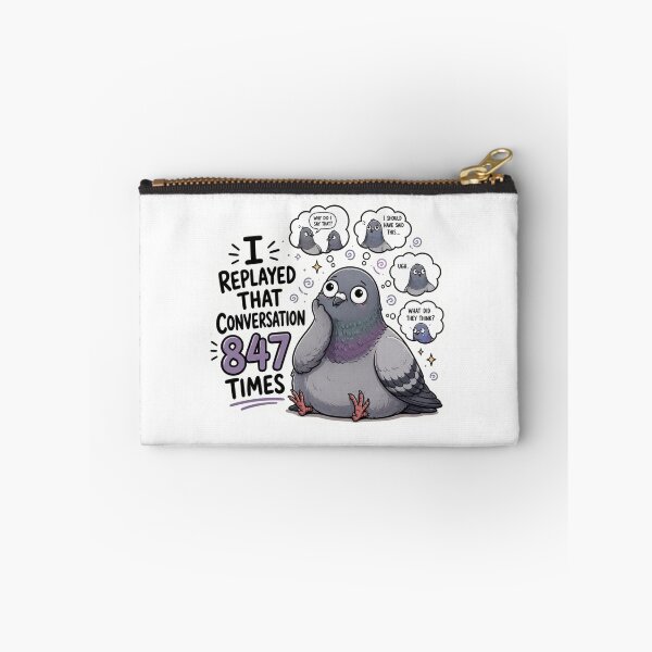 Item preview, I Replayed That Conversation 847 Times Funny Overthinking Pigeon Sticker | Relatable Introvert Meme designed and sold by RJACreative.