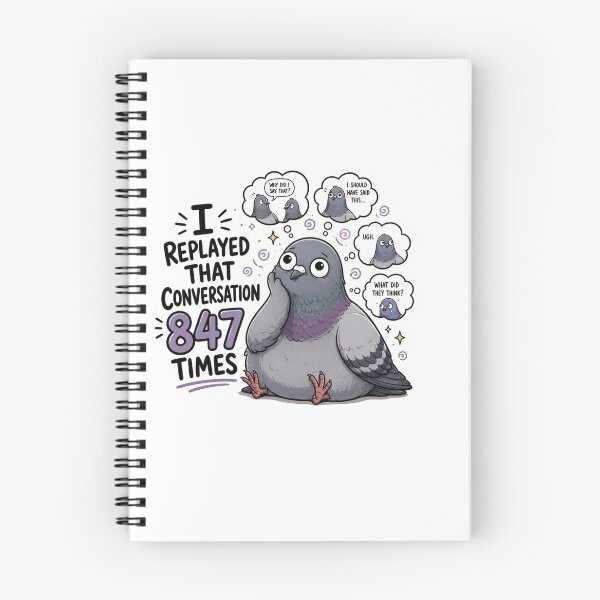 Item preview, I Replayed That Conversation 847 Times Funny Overthinking Pigeon Sticker | Relatable Introvert Meme designed and sold by RJACreative.
