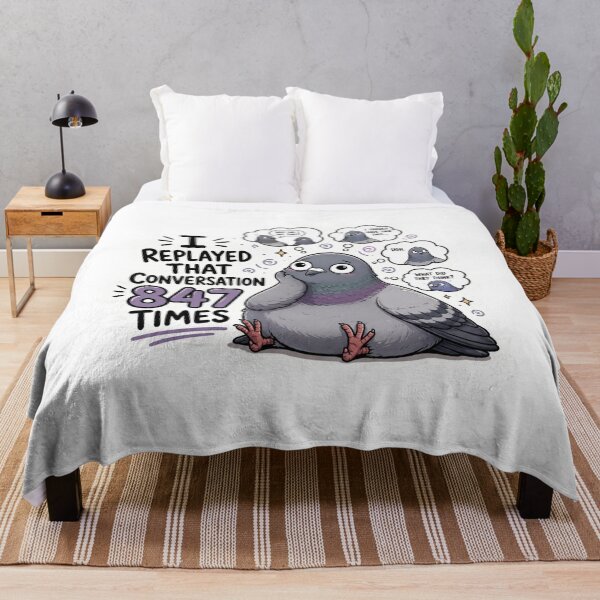 Item preview, I Replayed That Conversation 847 Times Funny Overthinking Pigeon Sticker | Relatable Introvert Meme designed and sold by RJACreative.