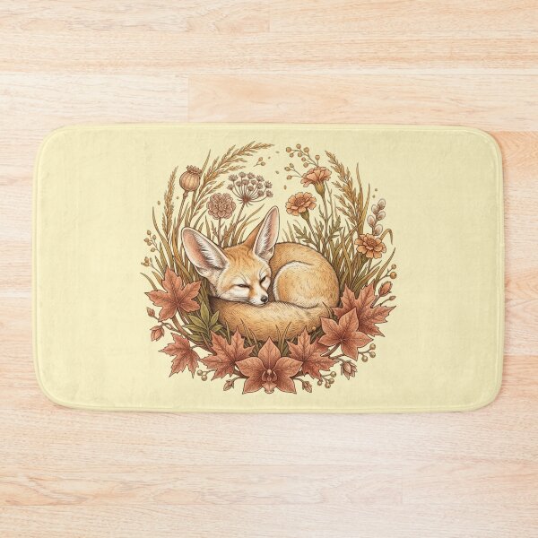 Item preview, Vintage Fennec Fox Sleeping Among Fall Leaves Wildlife Art designed and sold by BirdsnStuff.