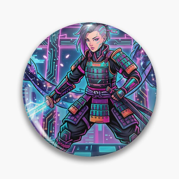 Item preview, Cyberpunk Samurai Warrior: Neon Dragon Guardian & Energy Katana designed and sold by StyleArtStudio.