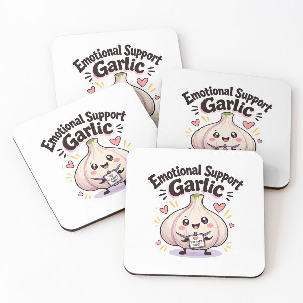 Item preview, Emotional Support Garlic Funny Cute Garlic Sticker | Kawaii Food Pun | Wholesome Mental Health Humor designed and sold by RJACreative.