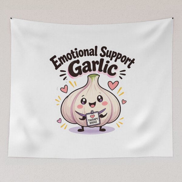 Item preview, Emotional Support Garlic Funny Cute Garlic Sticker | Kawaii Food Pun | Wholesome Mental Health Humor designed and sold by RJACreative.