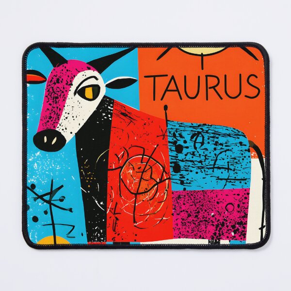 Item preview, Taurus Bull Zodiac Symbol in Bold Geometric Colors with Modern Astrology Inspired Wall Art designed and sold by OlfactoART Studio.