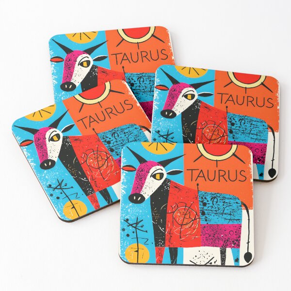 Item preview, Taurus Bull Zodiac Symbol in Bold Geometric Colors with Modern Astrology Inspired Wall Art designed and sold by OlfactoART Studio.