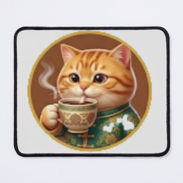 Item preview, Cute Orange Drinking Coffee- Cozy Tabby Kitten Sticker designed and sold by BestBayCA.