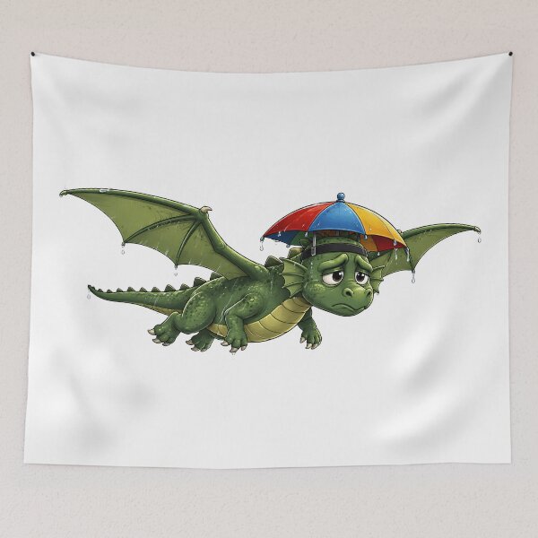 Item preview, Dragon Rainy Day Umbrella Misery Cartoon Humor designed and sold by Artmares.