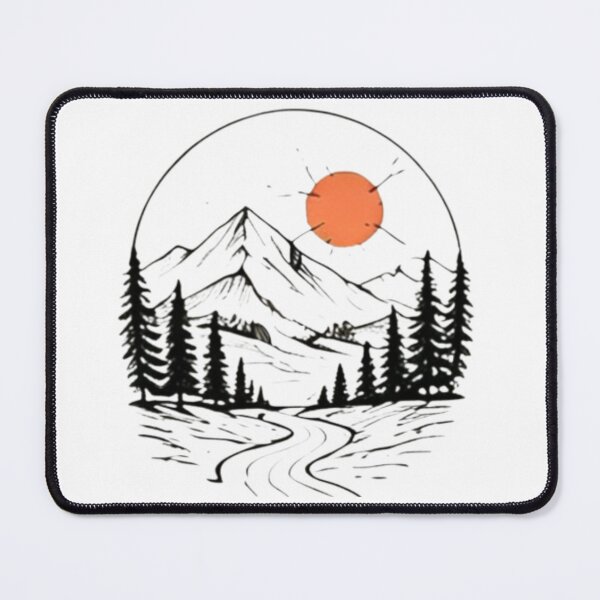 Item preview, Minimal Mountain Forest Sun Scene designed and sold by MyCalmDraw.